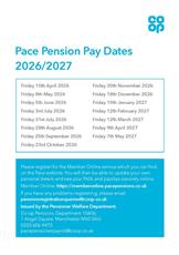 Pace pay date card